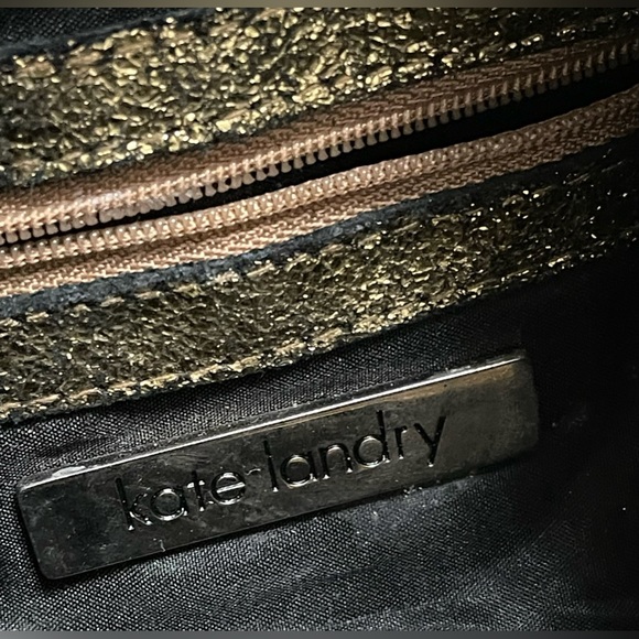 Kate Landry 100% Leather Gold/Bronze Hobo Handbag - Picture 6 of 8